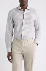 BOSS Hank Slim Fit Linen & Cotton Dress Shirt