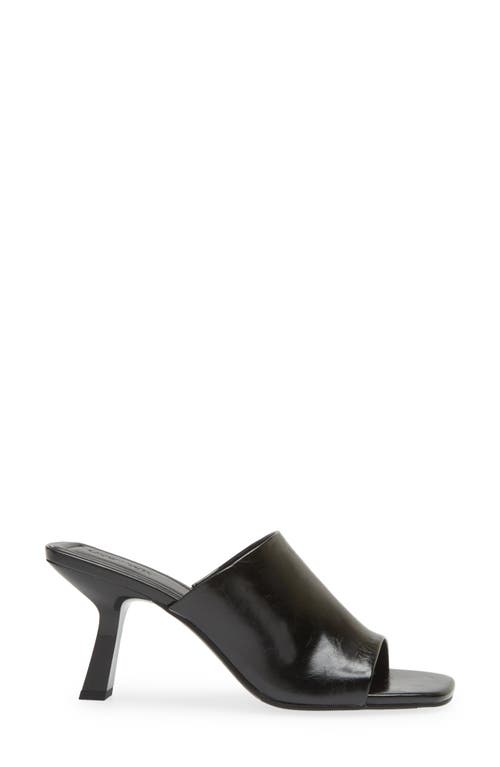 Open Edit Tricia Square Toe Slide Sandal In Black Crinkle