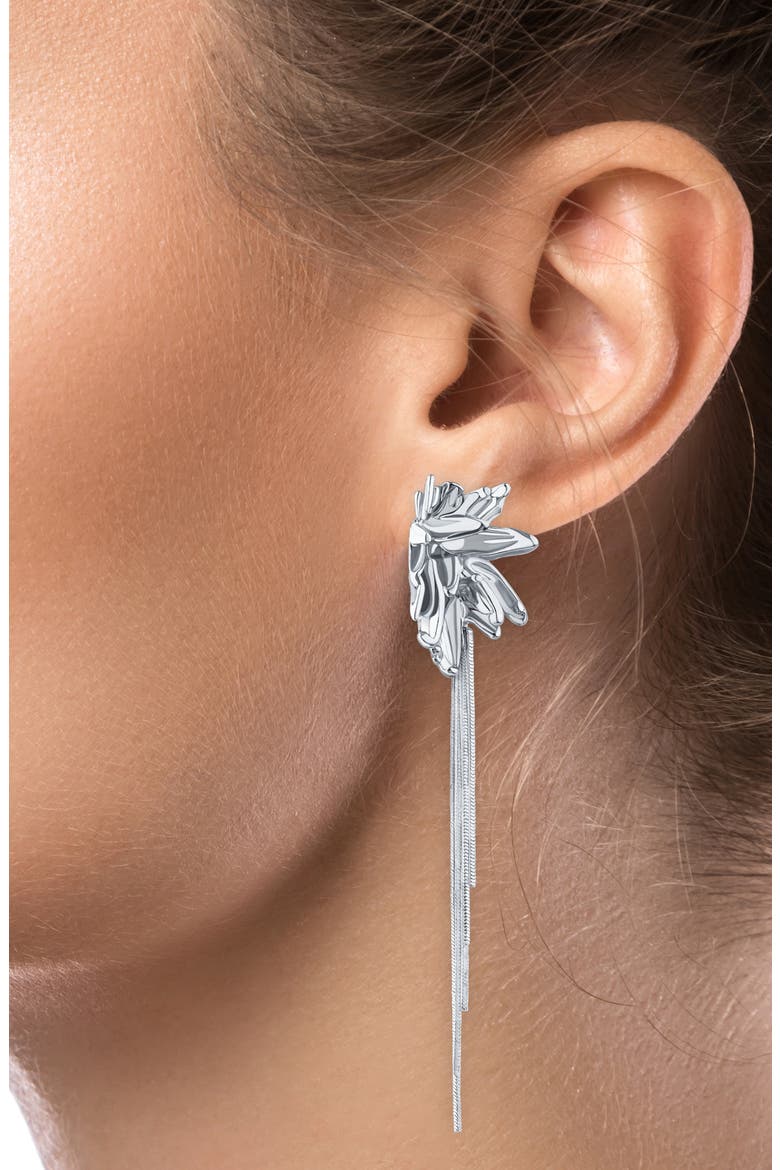 Floral Cluster Drop Earrings (Nordstrom Exclusive), Alternate, color, SILVER