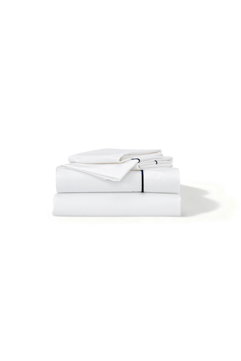Heirloom Organic Percale Sheet Set, Main, color, White/Blue