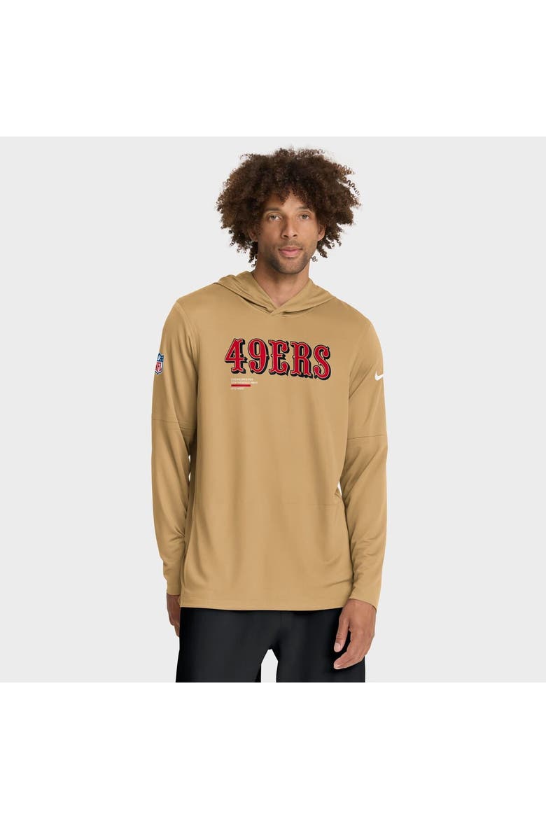 Men's Nike Gold San Francisco 49ers Sideline Pure Fury Performance Long Sleeve Hoodie T-Shirt, Main, color, Gold
