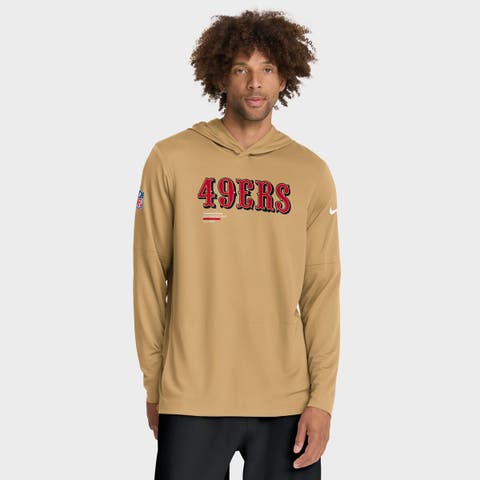 Men's Nike Gold San Francisco 49ers Sideline Pure Fury Performance Long Sleeve Hoodie T-Shirt