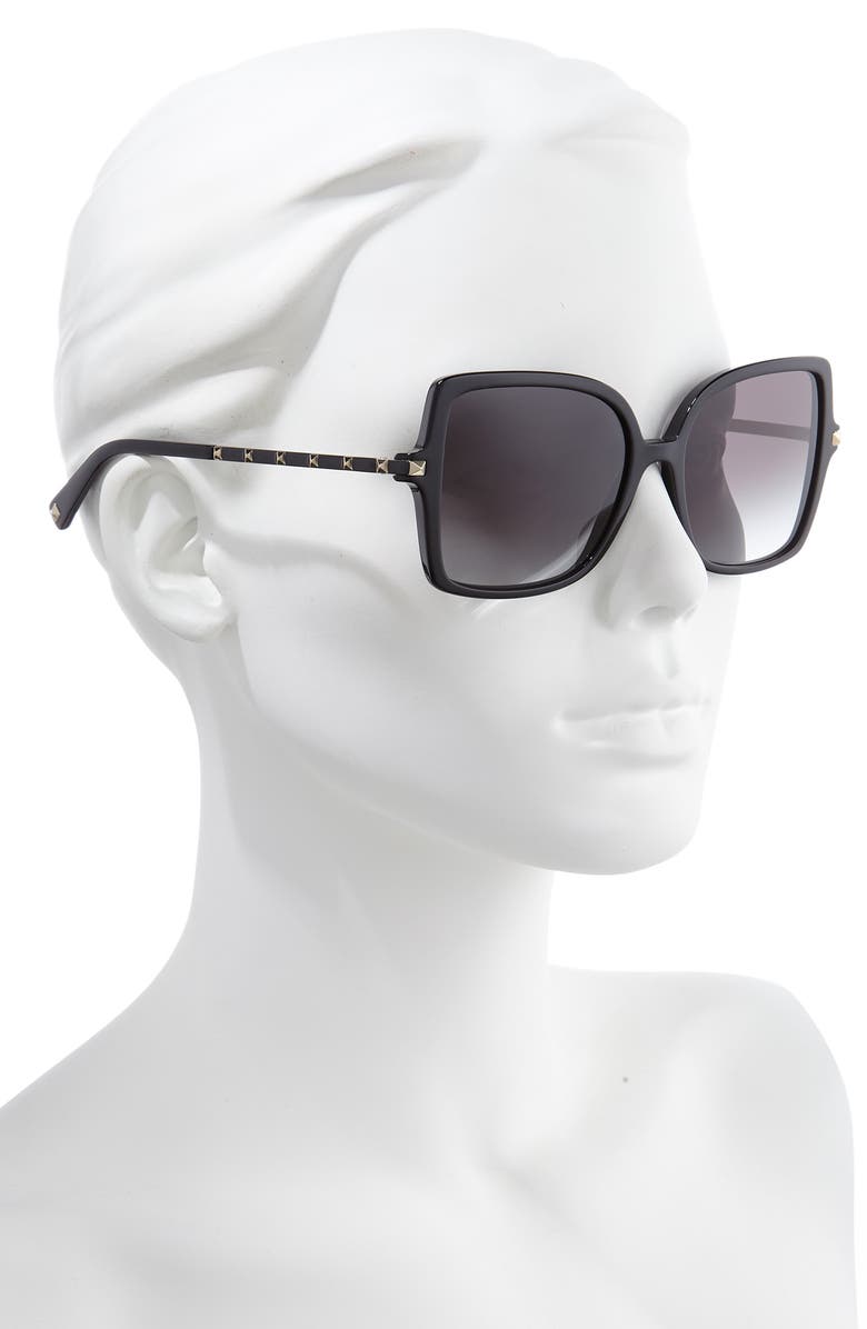 Valentino 56mm Rockstud Butterfly Sunglasses, Alternate, color,