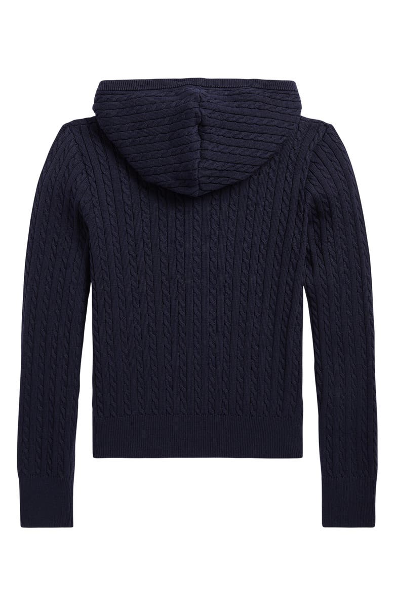 Polo Ralph Lauren Kids' Hooded Cable Stitch Zip Cardigan, Alternate, color, Rl Navy W/ Nevis