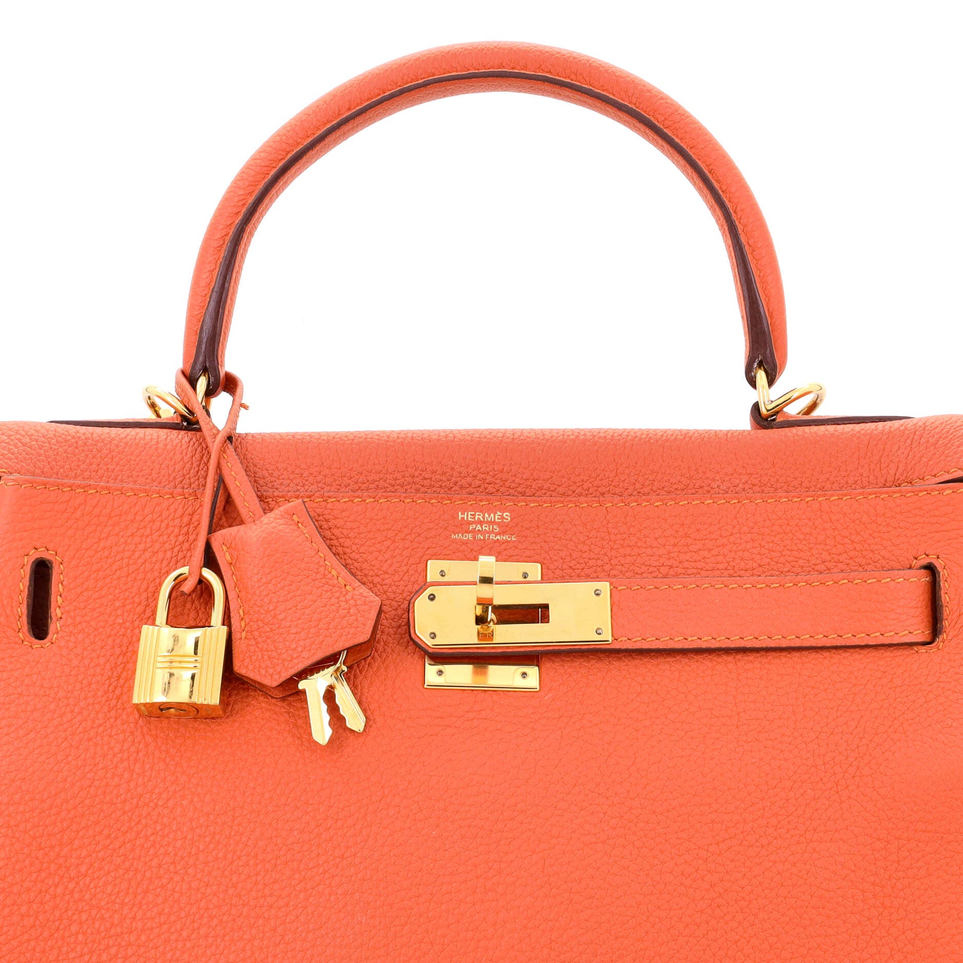 Pre-Owned Hermes Kelly Handbag Orange Togo with Gold Hardware 28, Alternate, color, Feu
