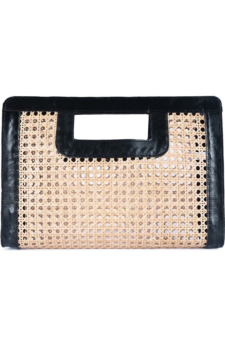 Jelavu Delmar Rattan & Leather Frame Clutch, Alternate, color,
