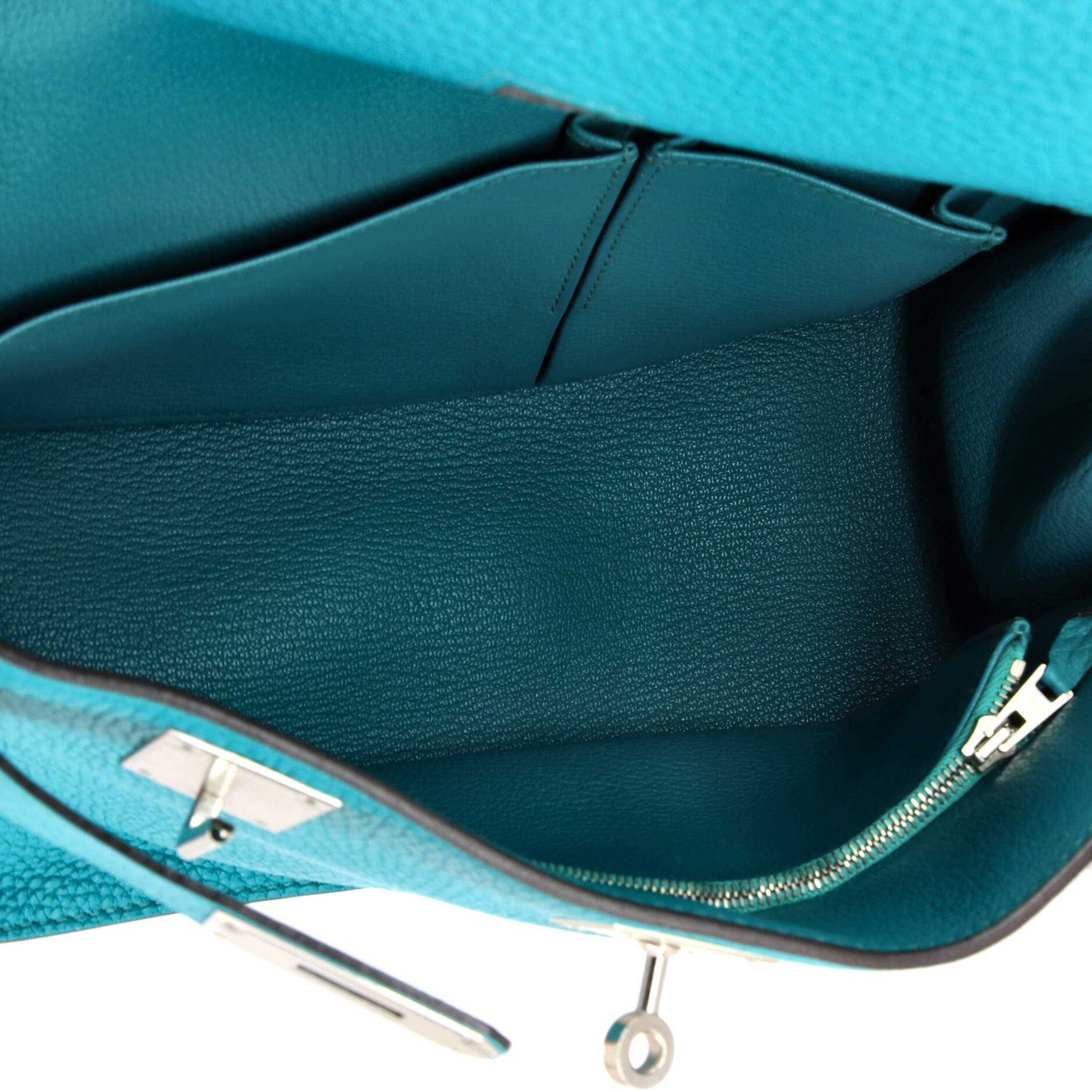 Pre-Owned Hermes Jypsiere Bag Clemence 28, Alternate, color, Bleu Paon