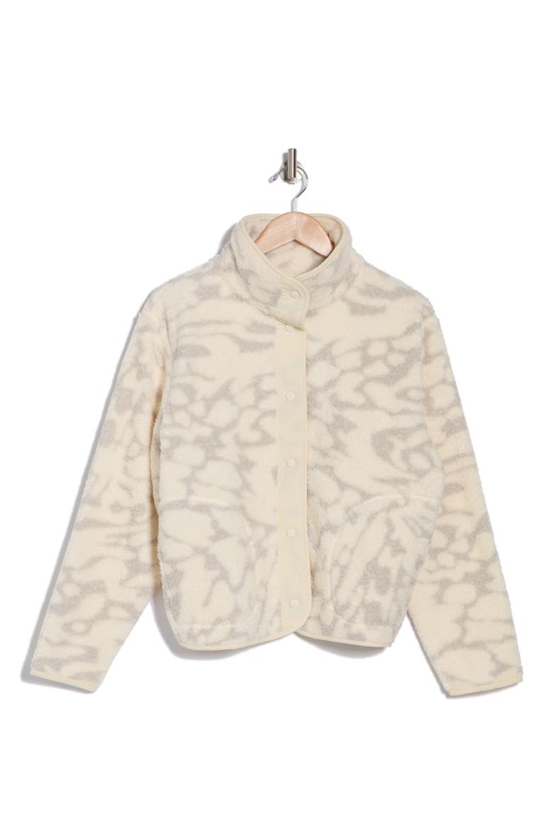 Faux Shearling Print Hybrid Jacket, Alternate, color, IVORY ABSTRACT SPOTS