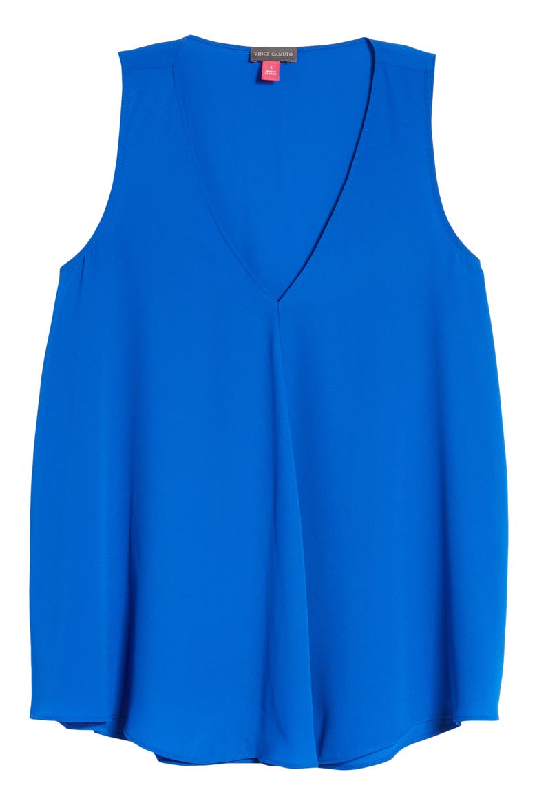 Drape Front V-Neck Sleeveless Blouse, Main, color, COBALT BLUE