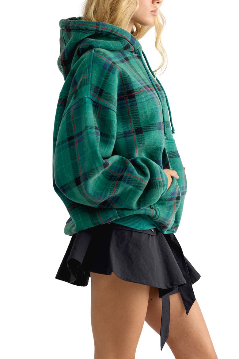 Plaid Hoodie, Alternate, color, GREEN PLAID