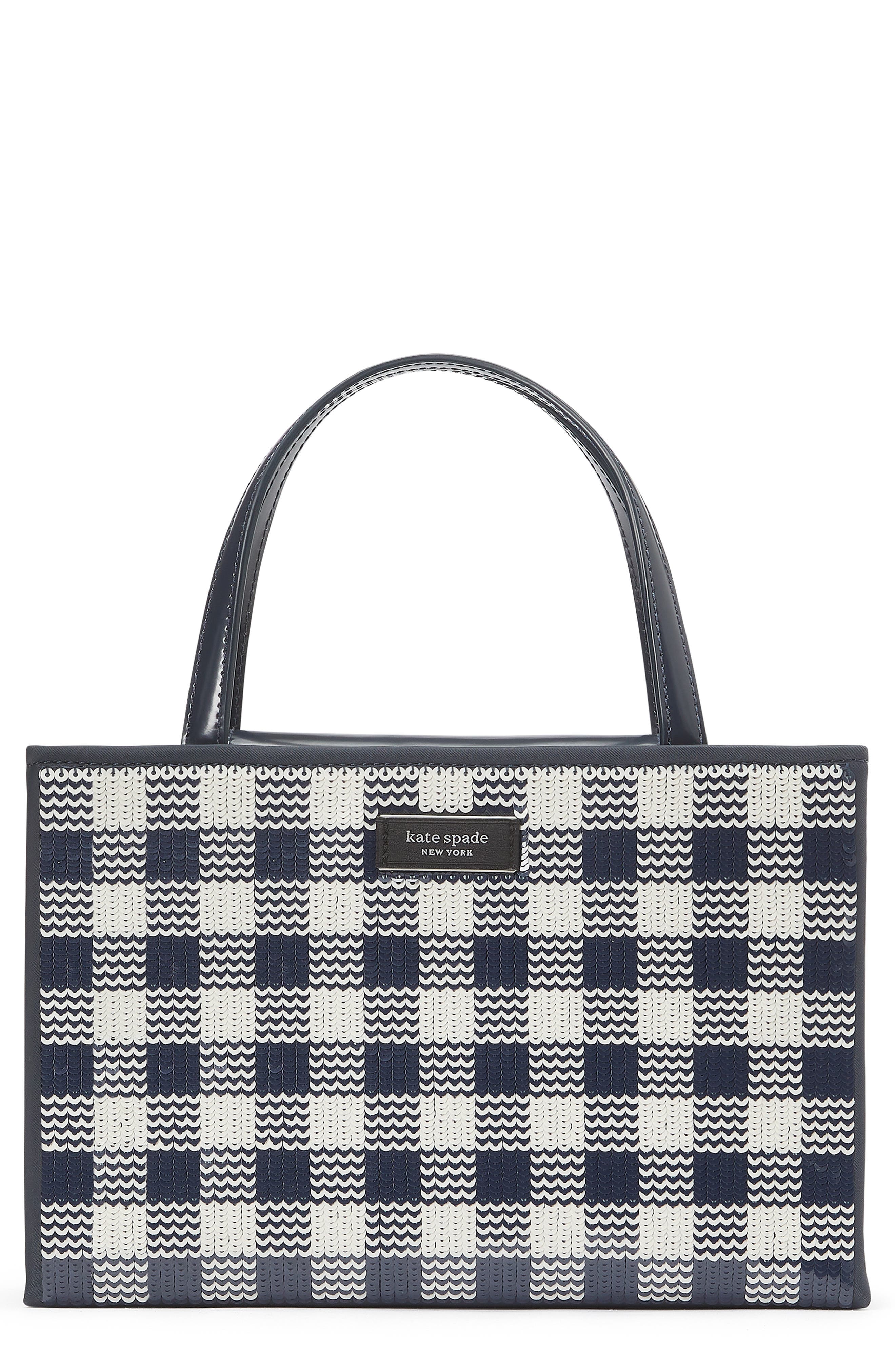 Kate Spade New York sam icon embellished sequin gingham tote