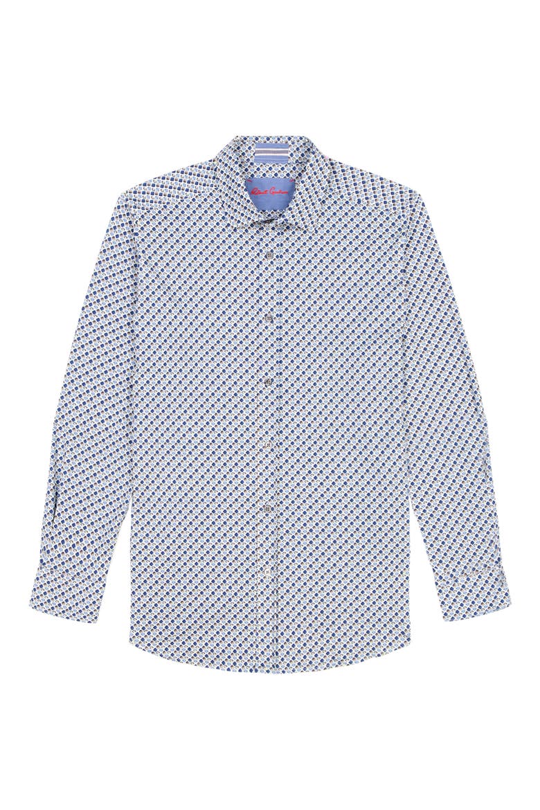 Cooper Geo Stretch Cotton Button-Up Shirt, Alternate, color, BLUE MULTI