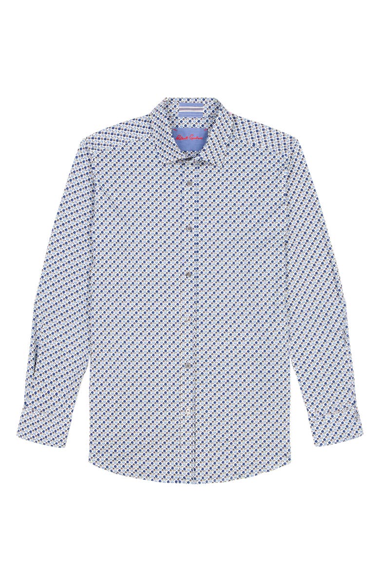 Robert Graham Cooper Geo Stretch Cotton Button-Up Shirt, Alternate, color, Blue Multi