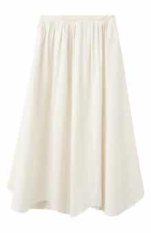 Flared Cotton Blend Maxi Skirt