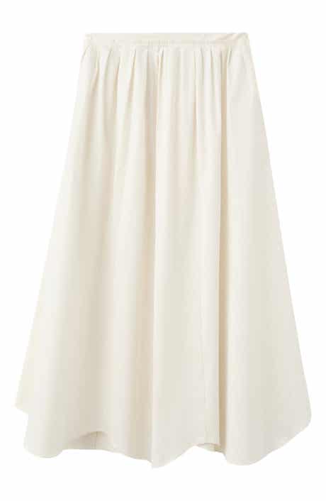 Flared Cotton Blend Maxi Skirt