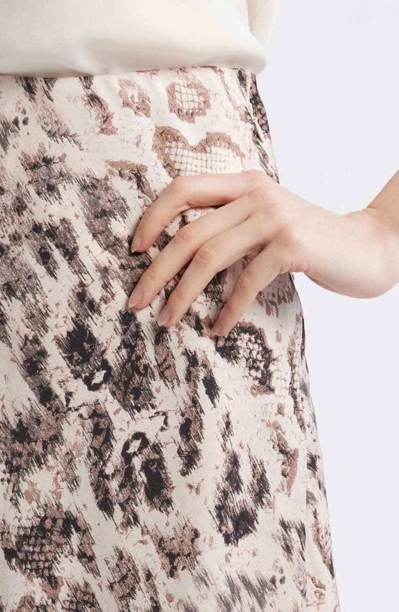 Tahari ASL Print Satin Maxi Skirt, Alternate, color, Mocha Snake