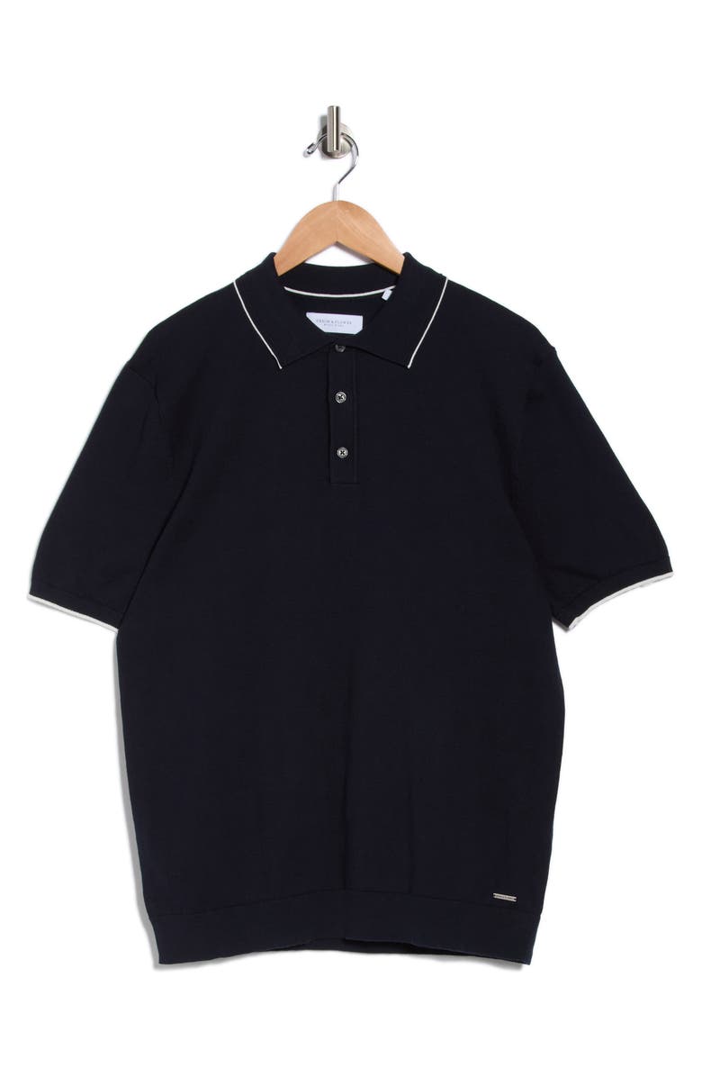 DENIM AND FLOWER Tipped Knit Polo, Alternate, color, Navy