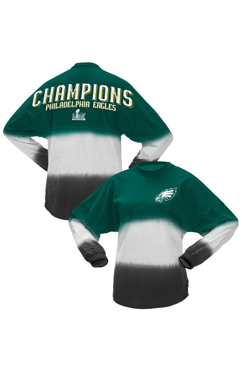 FANATICS Women's Fanatics  Midnight Green Philadelphia Eagles Super Bowl LIX Champions Horizontal Ombre Spirit Jersey Long Sleeve T-Shirt, Main, color, 