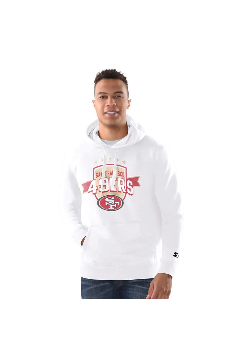 STARTER Men's Starter White San Francisco 49ers Vintage Pullover Hoodie, Main, color, White