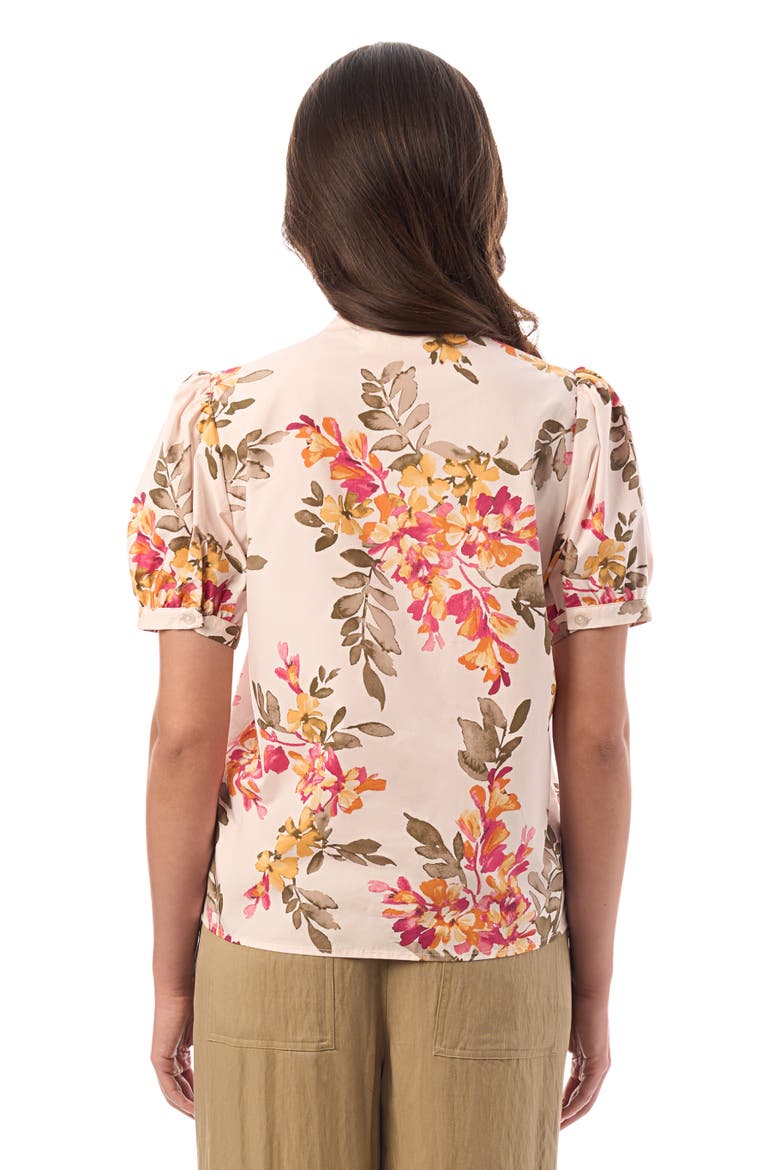 Short Sleeve Poplin Blouse, Alternate, color, Floral Branch Print