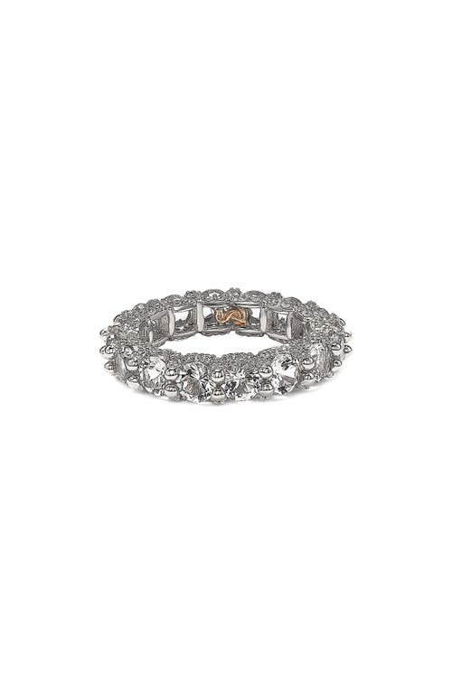 Suzy Levian White Sterling Silver Cubic Zirconia Pave U Shape Setting Eternity Band In Metallic