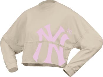 Women's Fanatics  Cream New York Yankees Floral Preppy Cropped Long Sleeve T-Shirt