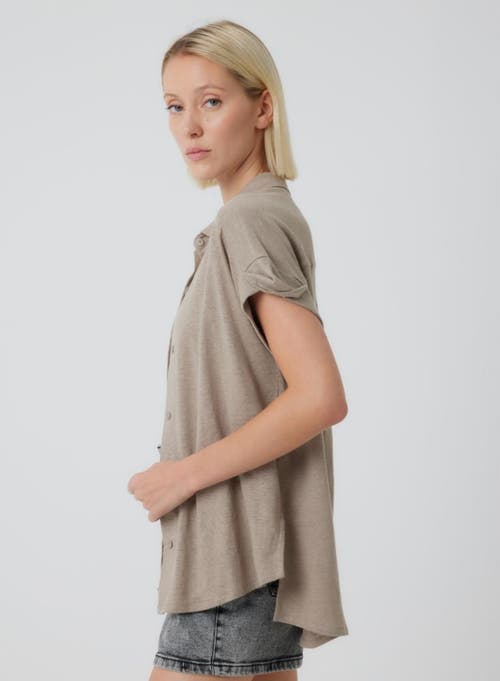 MAJESTIC MAJESTIC FILATURES STRETCH LINEN S/S SHIRT WITH ROLLED CUFF