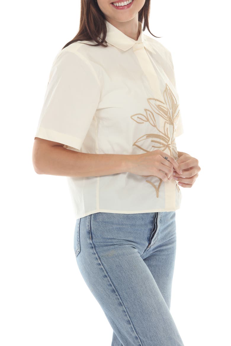 Embroidered Floral Button-Up Shirt, Alternate, color, BEIGE