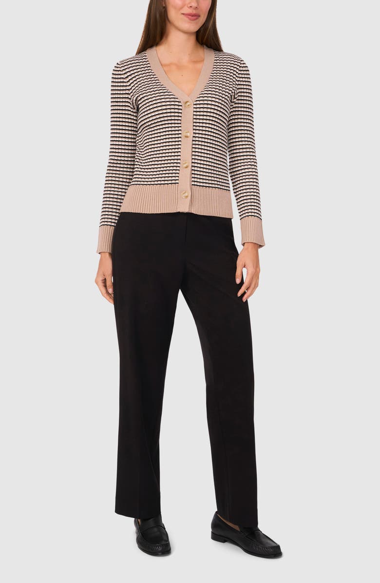 Halogen<sup>®</sup> Stripe V-Neck Cardigan, Alternate, color, Simply Taupe