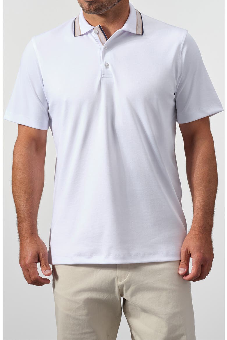 Tipped Knit Polo, Main, color, WHITE