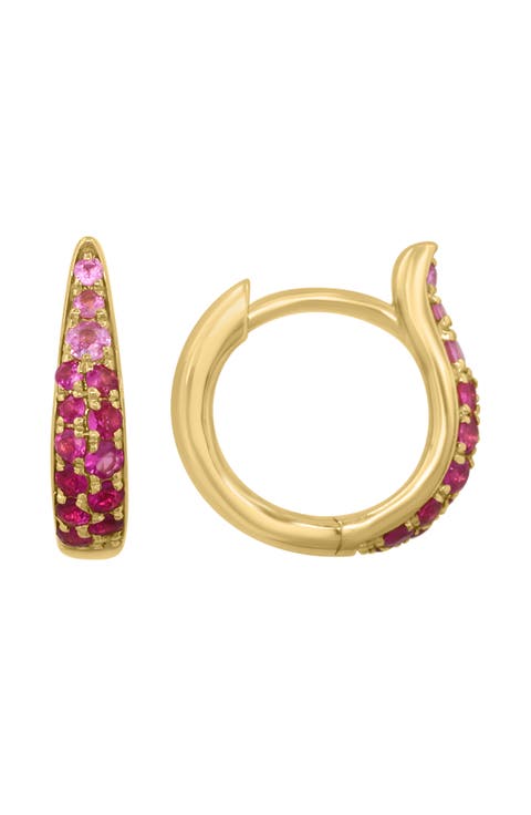 Ruby Huggie Hoop Earrings