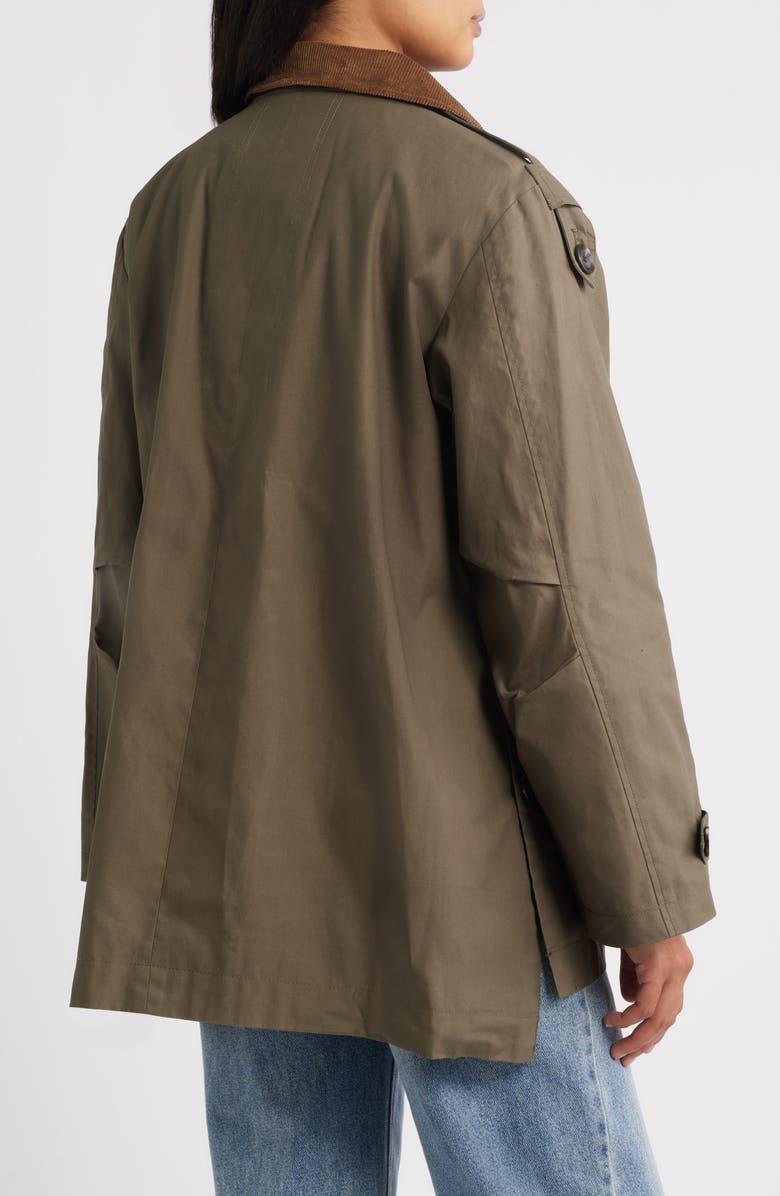 Sam Edelman Courduroy Stand Collar Cotton Trench Coat, Alternate, color, Loden