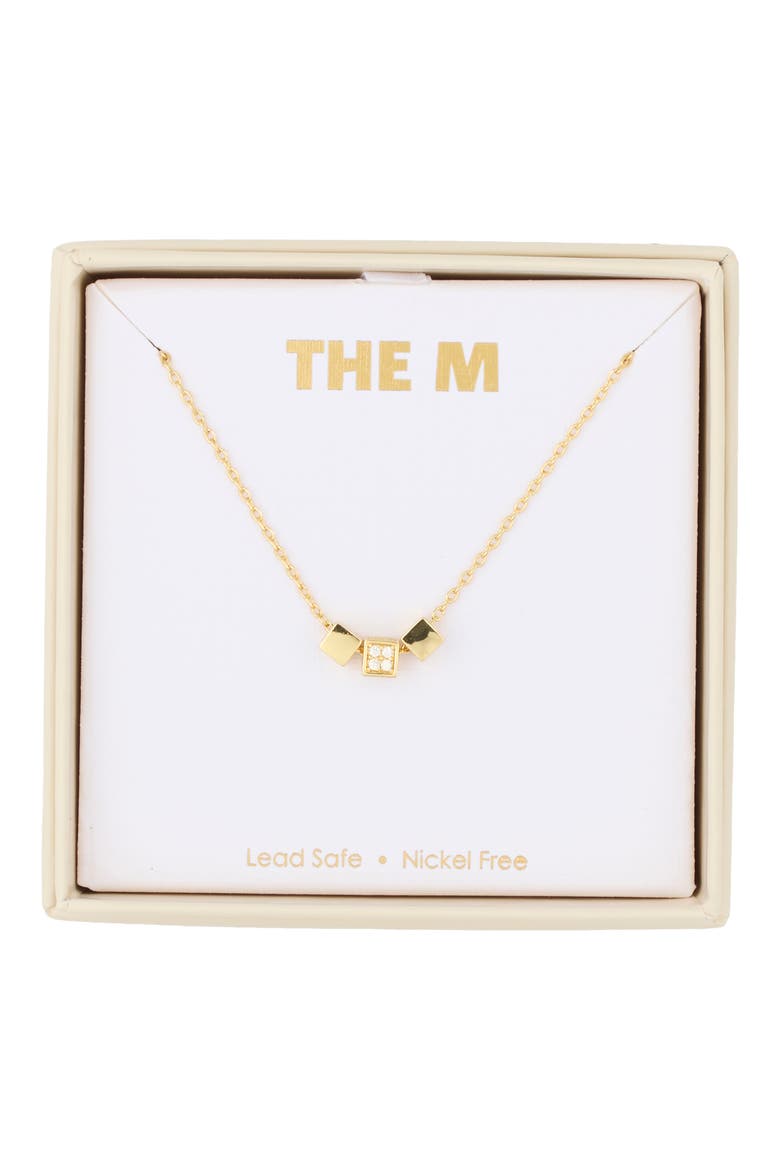Mini Cube Cubic Zirconia Pendant Necklace, Main, color, GOLD