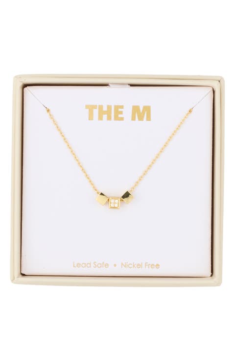 Mini Cube Cubic Zirconia Pendant Necklace