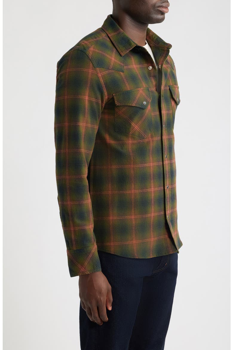 Wyatt Plaid Long Sleeve Western Shirt, Alternate, color, OLIVE/ NAVY PLAID