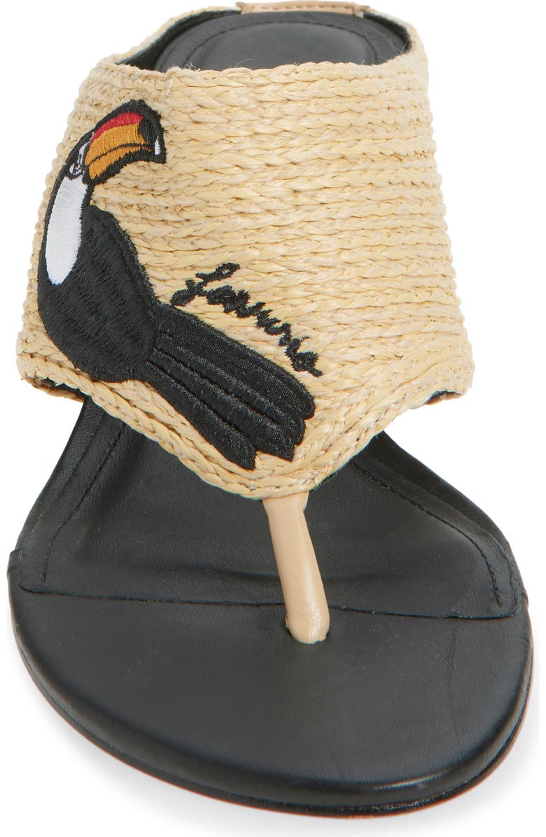 FARM Rio Icons Raffia Kitten Heel Slide Sandal, Alternate, color, Tucan Black