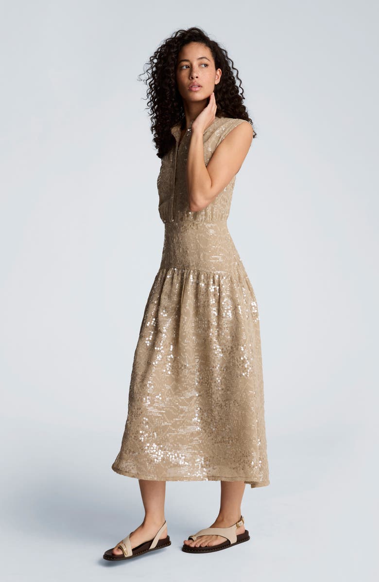 Kenneth Cole Sequin Sleeveless Midi Shirtdress, Alternate, color, 