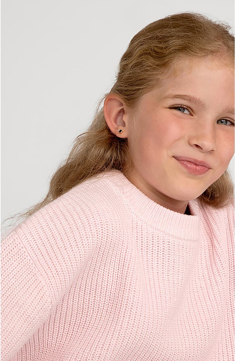 In Season Jewelry 14k Halo Girl Earrings, Alternate, color, Dark Blue