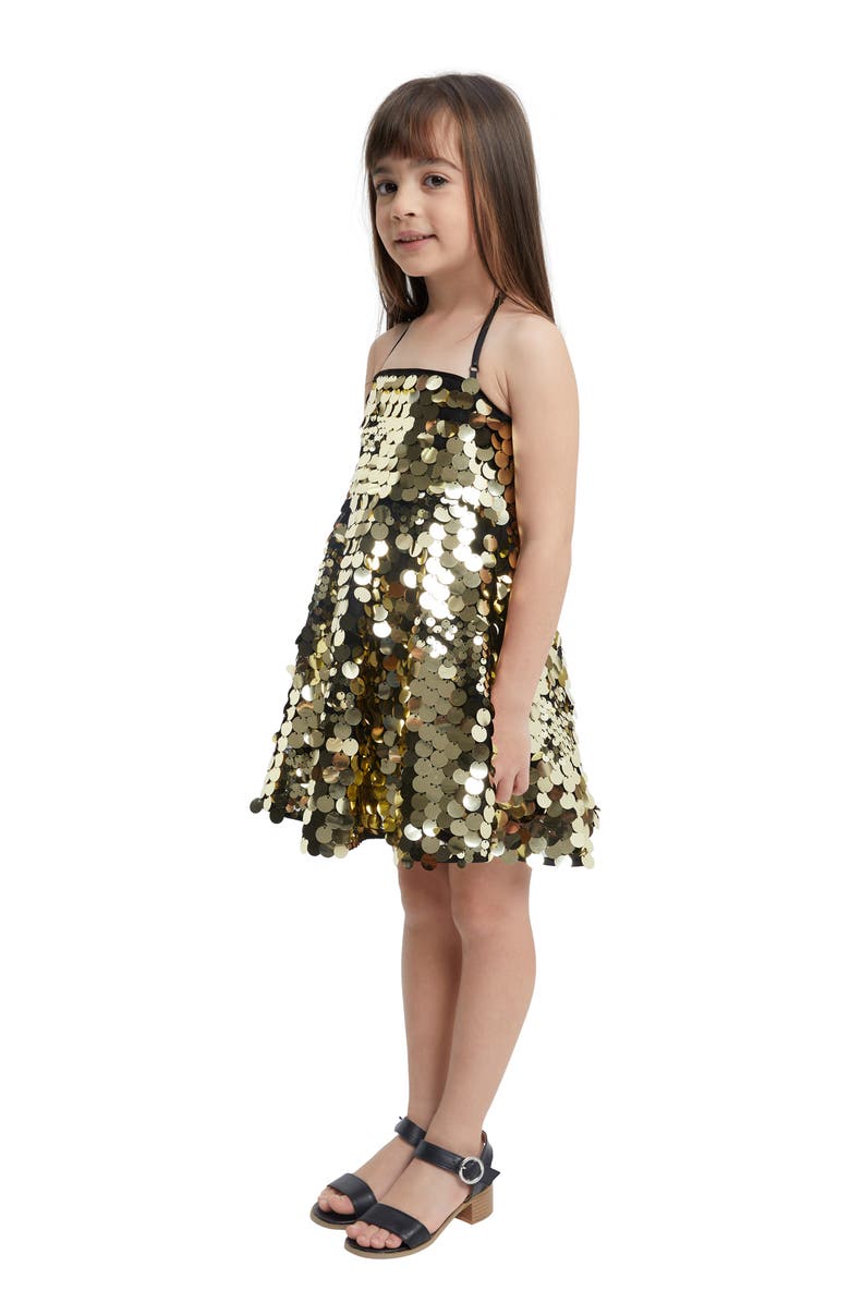 Bardot Junior Kids' Paillette Halter Neck Party Dress, Alternate, color, 