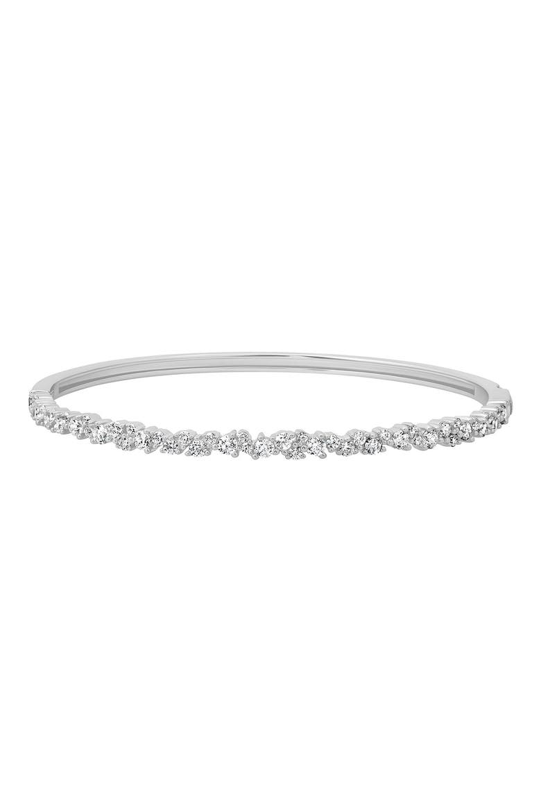 Luminous Cubic Zirconia Cluster Bangle, Main, color, PURE PLATINUM/ CLEAR STONE