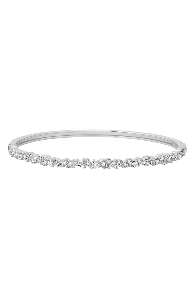 Crislu Luminous Cubic Zirconia Cluster Bangle, Main, color, Pure Platinum/ Clear Stone