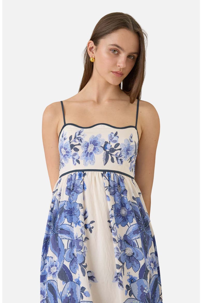 Floral Empire Waist Midi Sundress, Alternate, color, BLUE