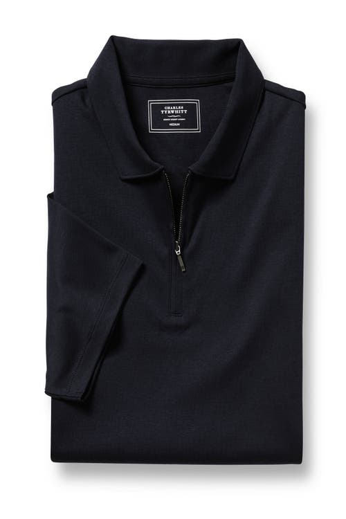 CHARLES TYRWHITT CHARLES TYRWHITT PLAIN SHORT SLEEVE ZIP JERSEY POLO