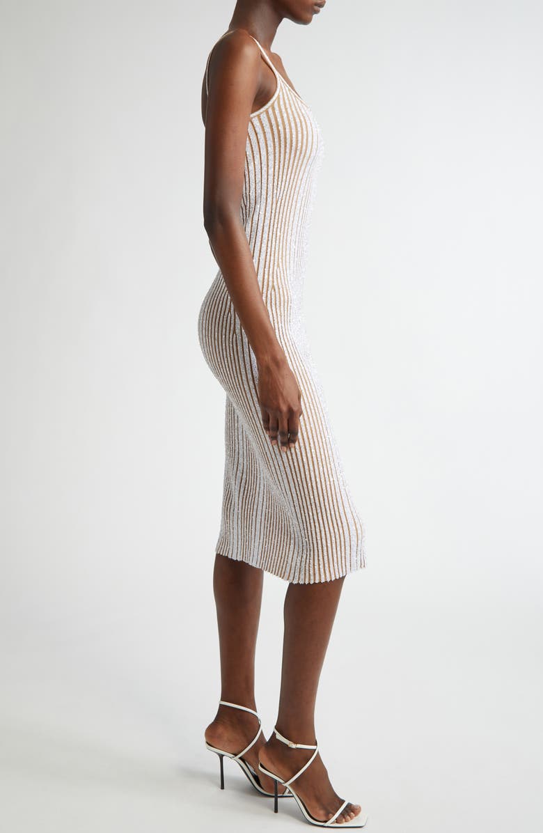 Missoni Sequin Rib Knit Body-Con Sweater Dress, Alternate, color, White/ Beige