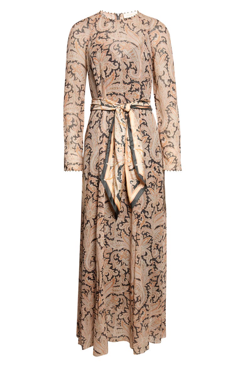 Valiant Print Long Sleeve Maxi Dress, Alternate, color, CHARCOAL PAISLEY