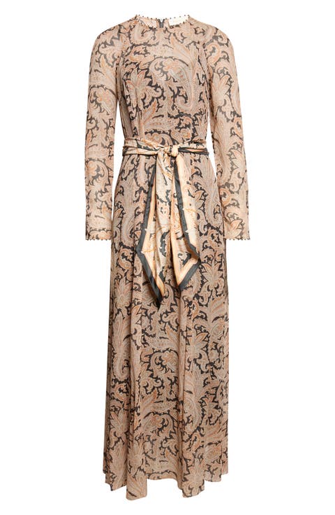 Valiant Print Long Sleeve Maxi Dress