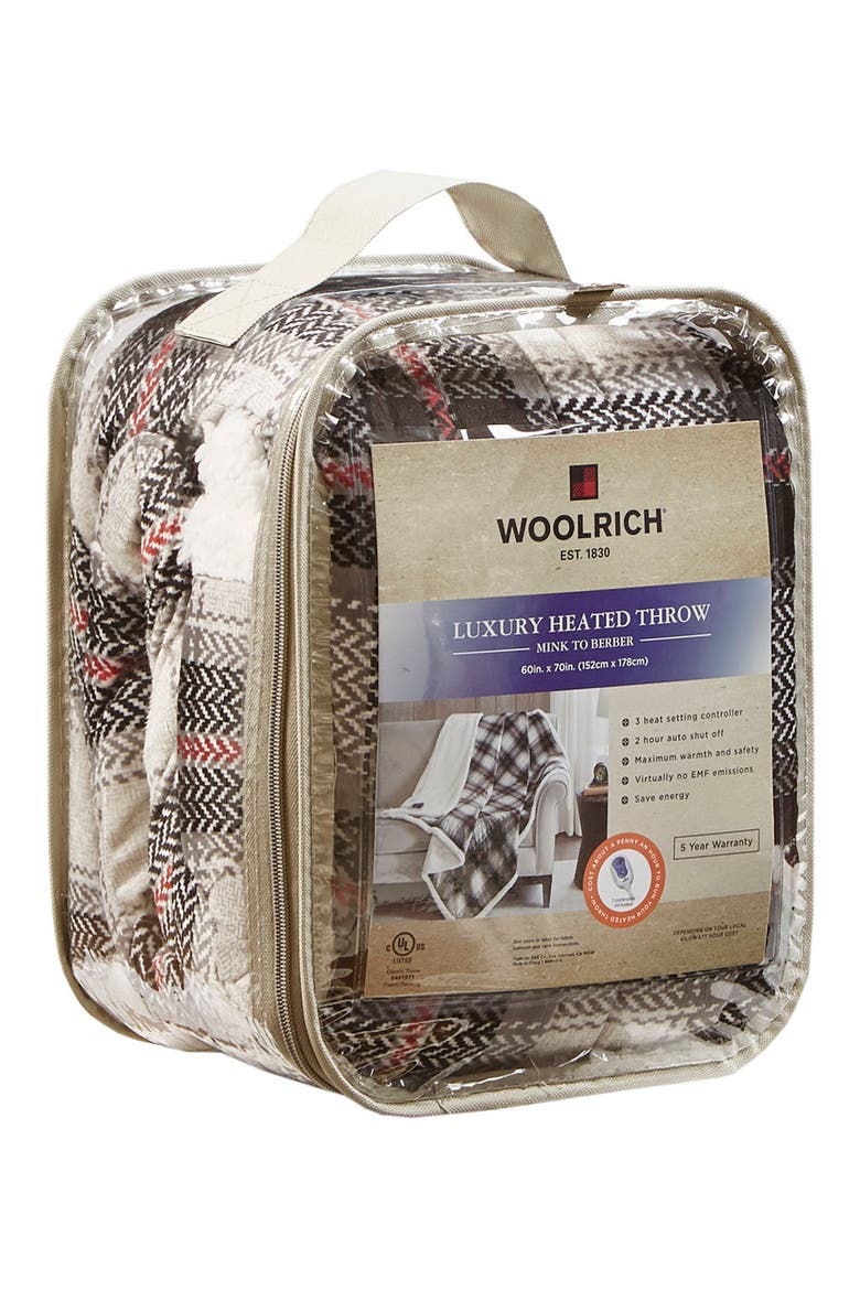 Woolrich Ridley Oversized Plaid Heated Throw - 60" x 70", Alternate, color, BLACK