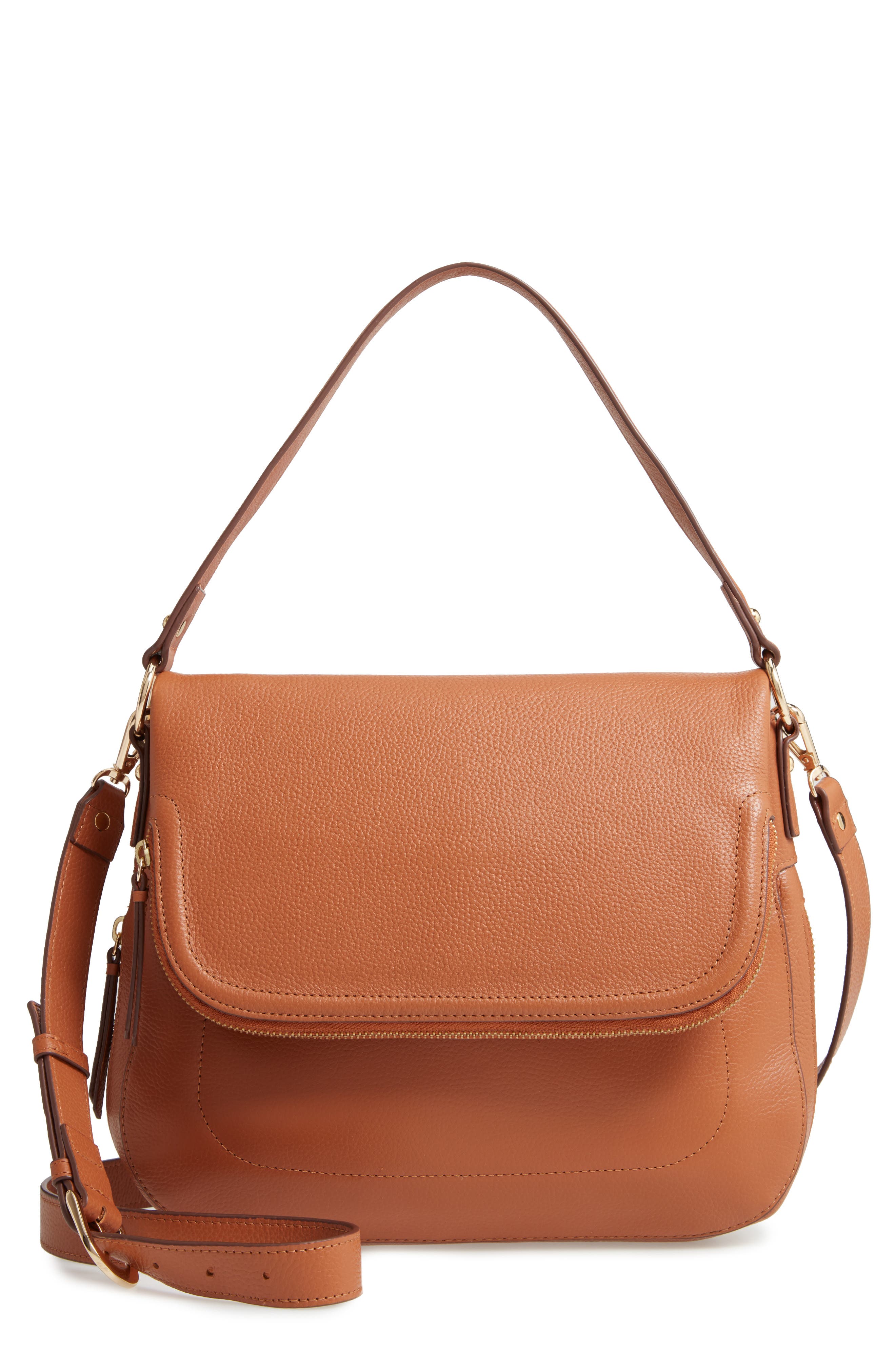 Bella Leather Crossbody Bag, Main, color, TAN PECAN