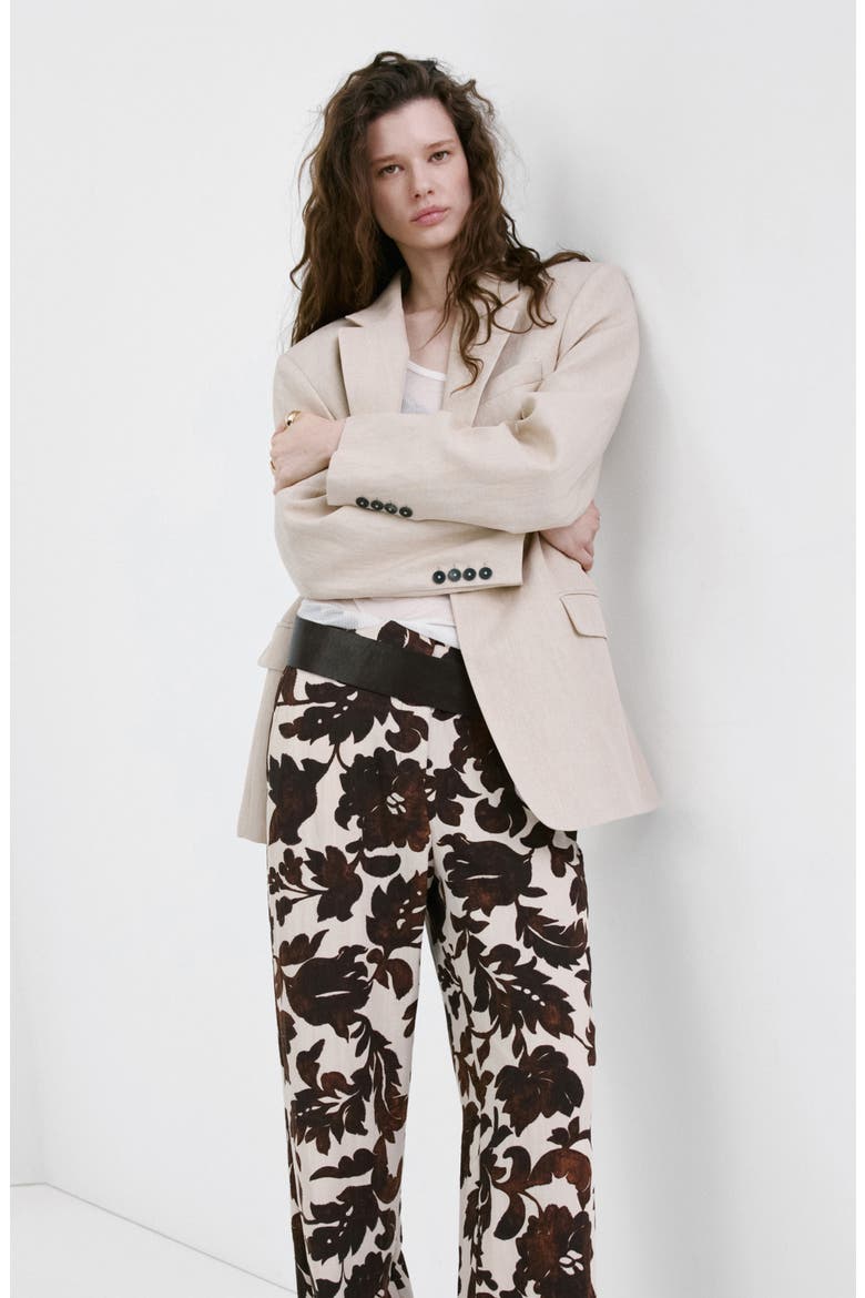 Floral Pants, Alternate, color, BROWN