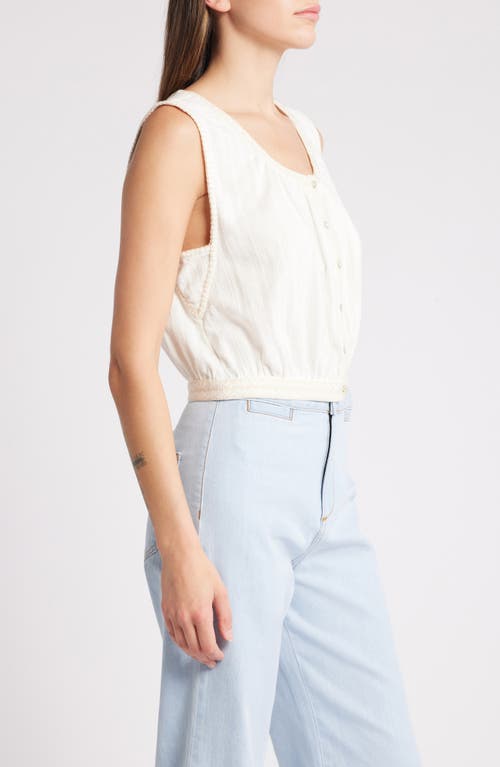 Faherty Isla Embroidered Organic Cotton Button-up Tank In Egret